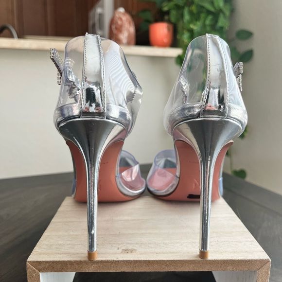 AMINA MUADDI Ursina Crystal-Embellished Glass Leather Pumps Size EU 39 US 9 NWOT - Picture 10 of 15